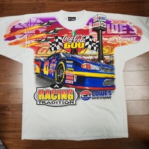 VTG NASCAR Coca-Cola 600 Lowe's Motor Speedway AOP T Shirt 2XL Winston Cup EUC